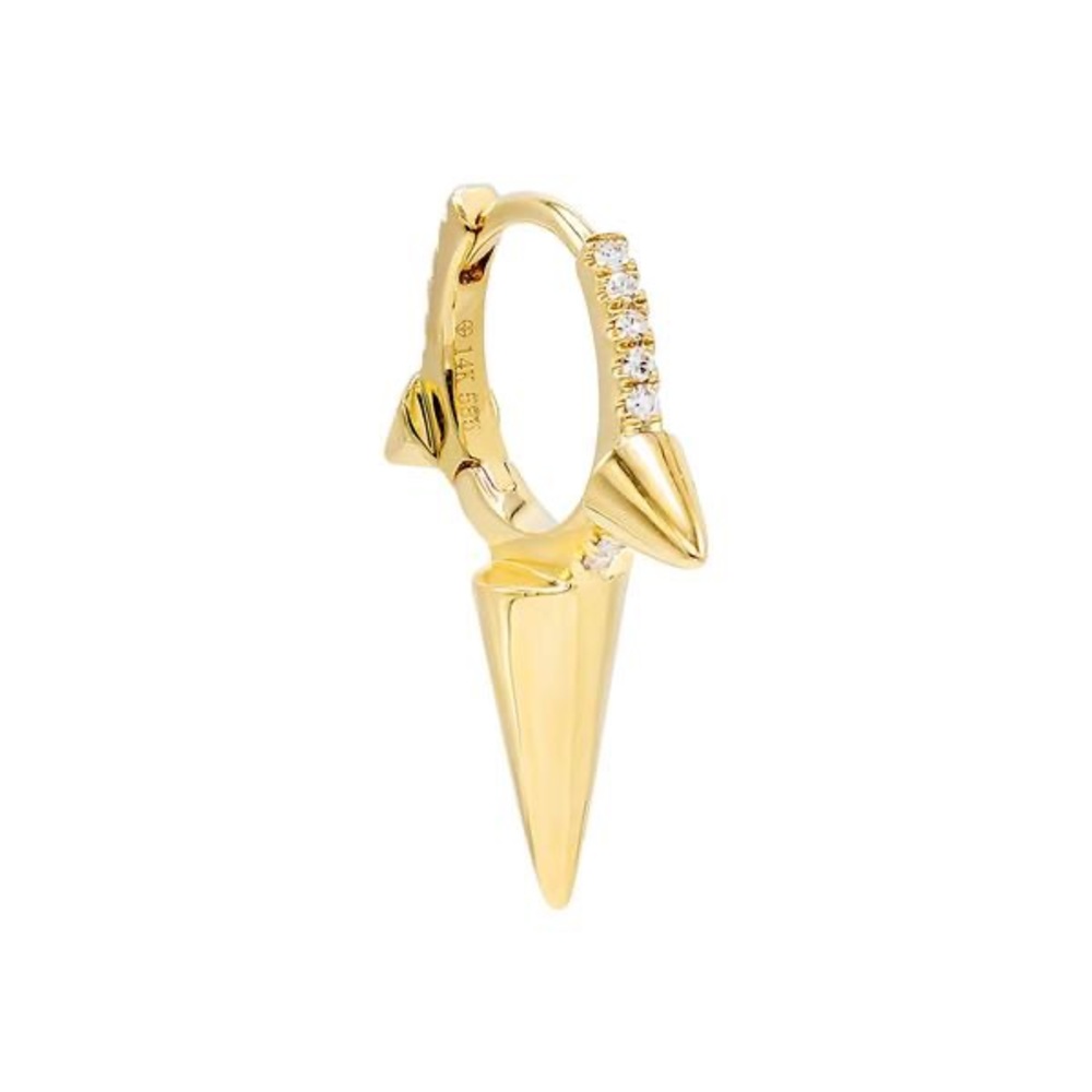 14K Gold And Diamond Spike Earrings